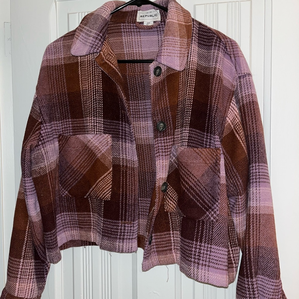 Plaid Women's Jacket in Pink and Brown